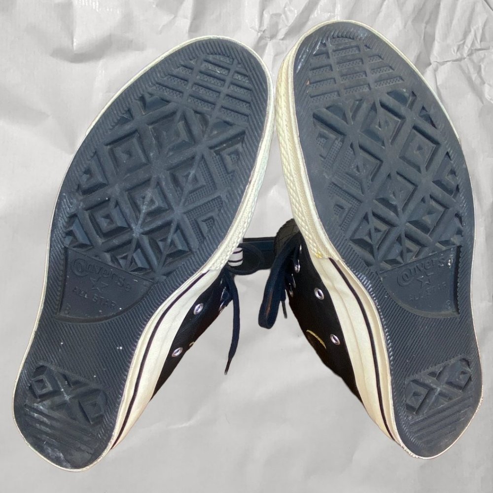 CHUCK TAYLOR CONVERSE ALL STAR BLACK LEATHER HIGH TOPS (W10/M8) - Picture 3 of 7
